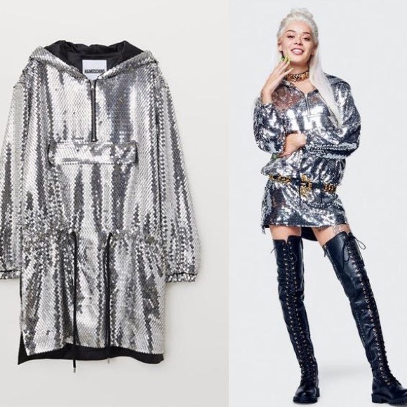 Moschino x H&M Silver Sequin Hooded Mini Dress - Picture 4 of 16